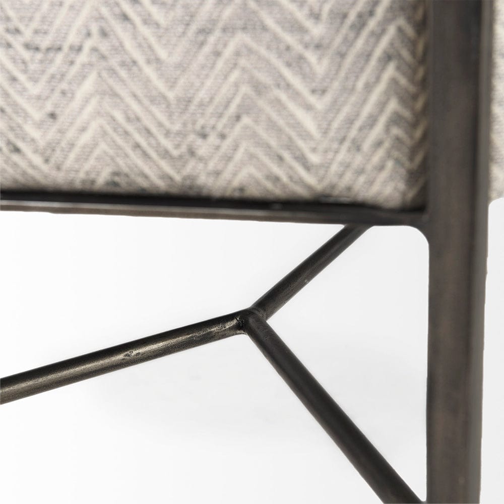 Mercana - Charlotte 55.0L Gray Herringbone Fabric Seat w/ Antique Nickel Metal Frame Bench - 69367 view 6