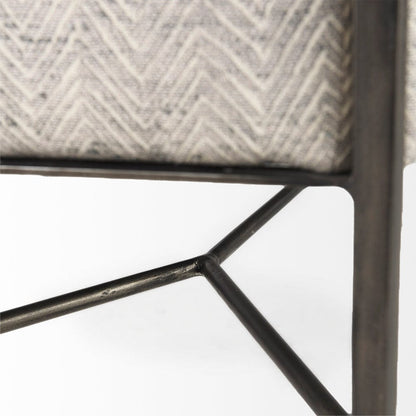 Mercana - Charlotte 55.0L Gray Herringbone Fabric Seat w/ Antique Nickel Metal Frame Bench - 69367 view 6
