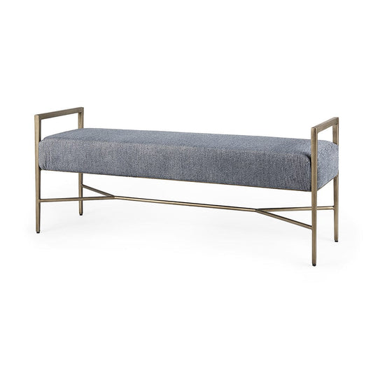 Mercana - Charlotte 55.0L x 17.0W x 22.5H Dark Fabric Seat Metal Frame Bench - 69368 view 1