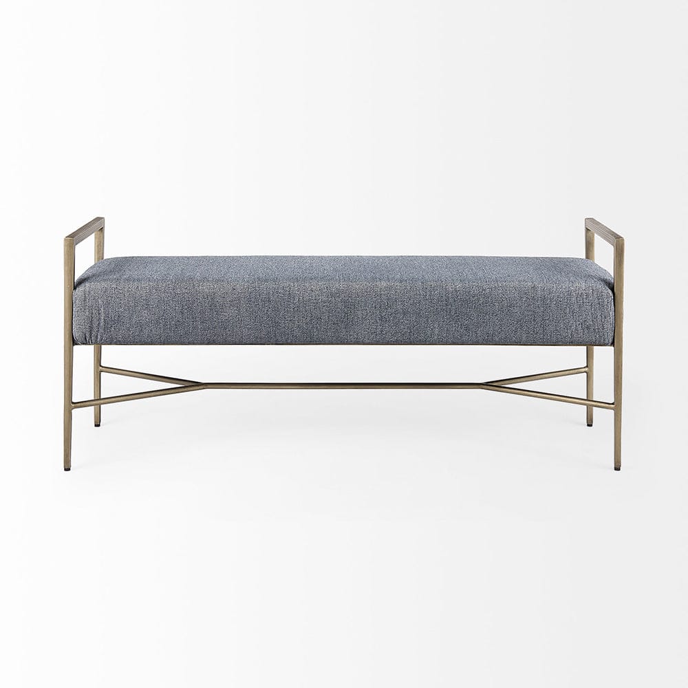 Mercana - Charlotte 55.0L x 17.0W x 22.5H Dark Fabric Seat Metal Frame Bench - 69368 view 2