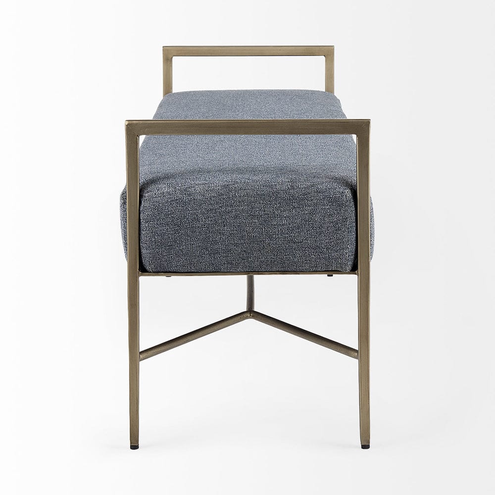 Mercana - Charlotte 55.0L x 17.0W x 22.5H Dark Fabric Seat Metal Frame Bench - 69368 view 3