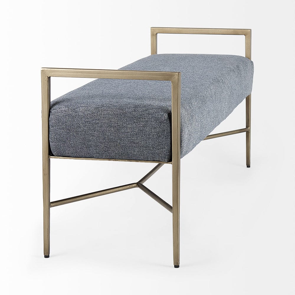 Mercana - Charlotte 55.0L x 17.0W x 22.5H Dark Fabric Seat Metal Frame Bench - 69368 view 4