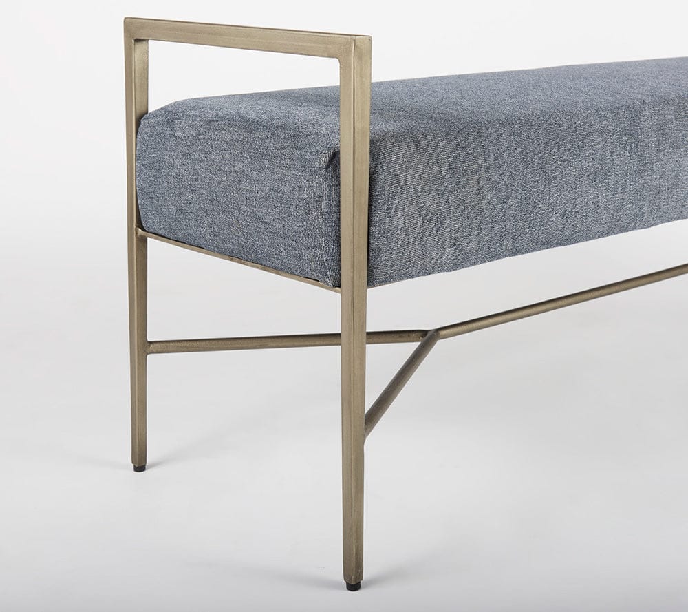 Mercana - Charlotte 55.0L x 17.0W x 22.5H Dark Fabric Seat Metal Frame Bench - 69368 view 6