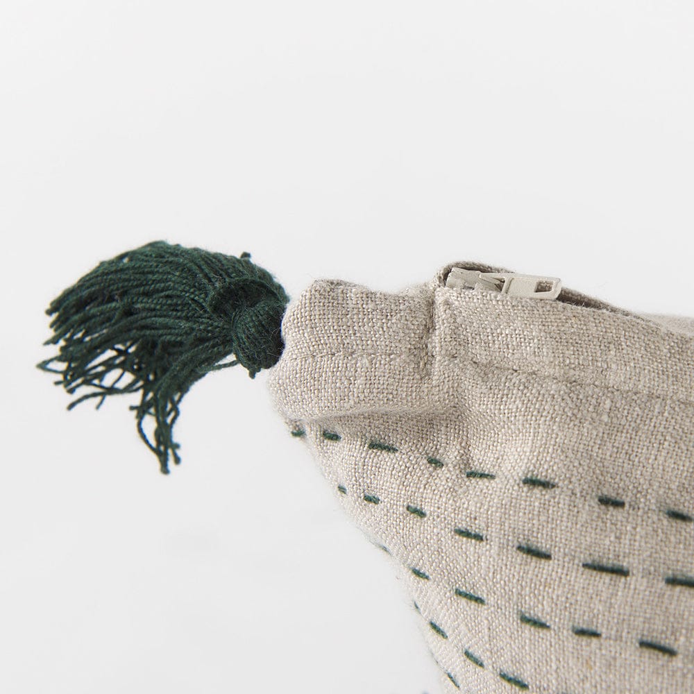 Mercana - Charmaine 18.0L x 18.0W x 0.2H Beige and Green Fabric W/Fringe Decorative Pillow Cover - 69411_CLOSEOUT view 8