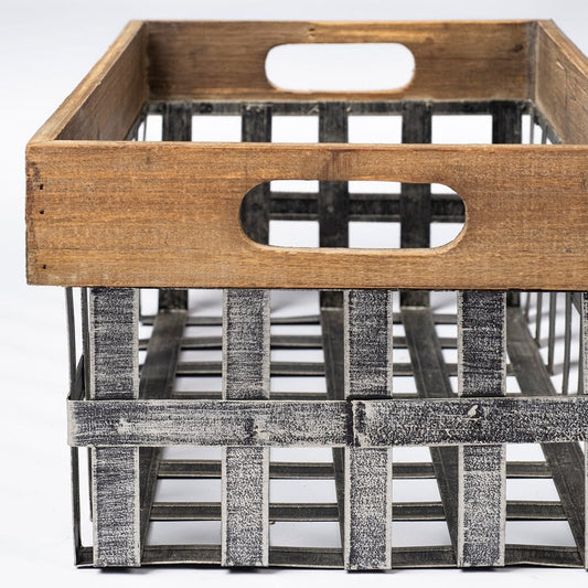 Mercana - Chartrand Wood And Metal Open Crate Style Baskets (Set of 2) - 57851 view 2