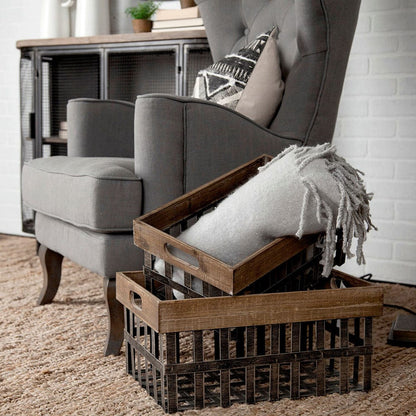 Mercana - Chartrand Wood And Metal Open Crate Style Baskets (Set of 2) - 57851 view 4
