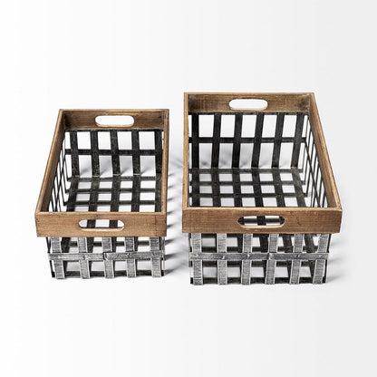 Mercana - Chartrand Wood And Metal Open Crate Style Baskets (Set of 2) - 57851 view 5