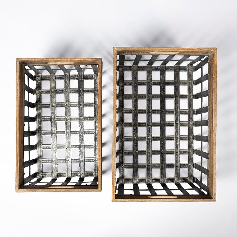 Mercana - Chartrand Wood And Metal Open Crate Style Baskets (Set of 2) - 57851 view 7