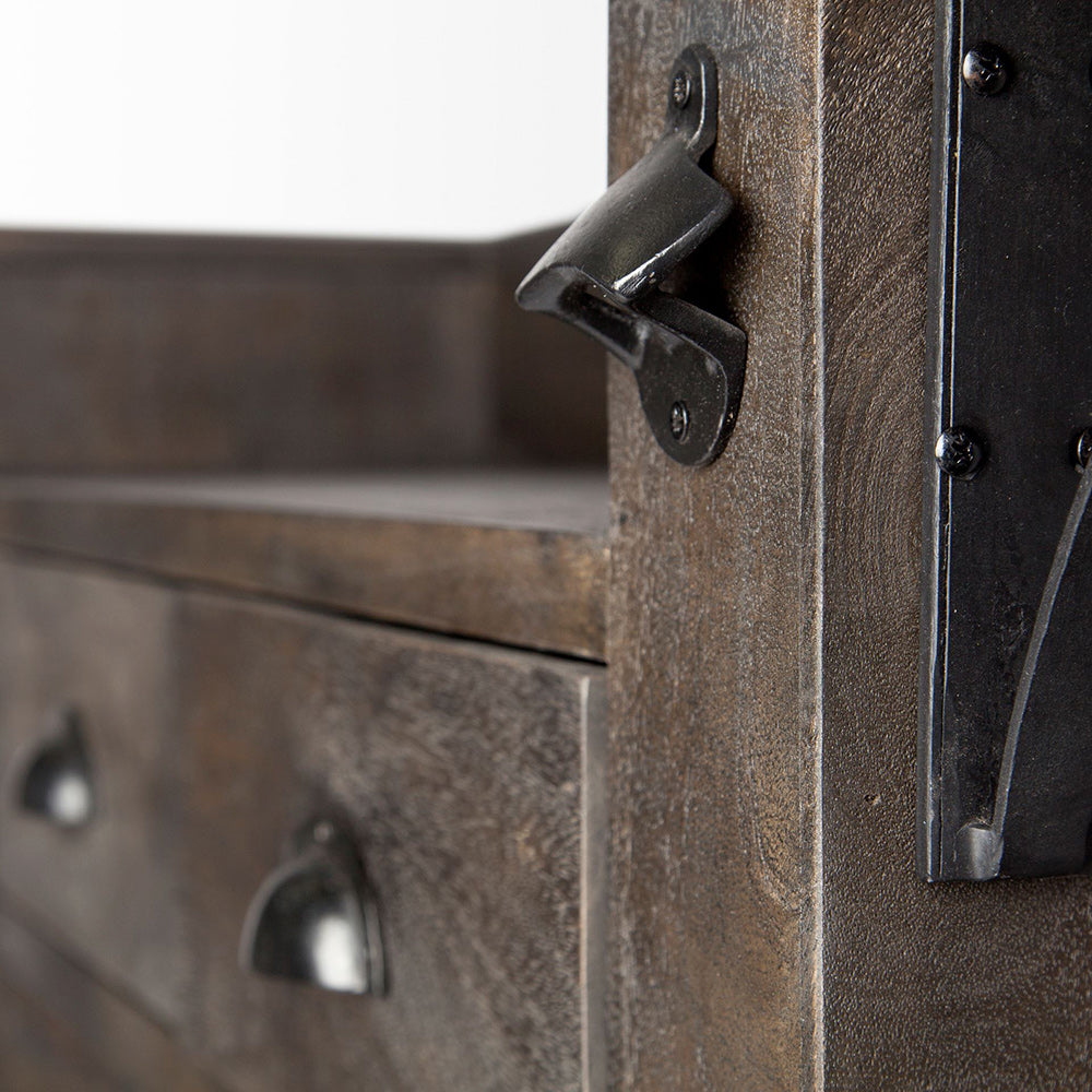 Mercana - Cheers Dark Brown Solid Wood Wine Bottle Storage Kitchen Island - 67553-AB view 7