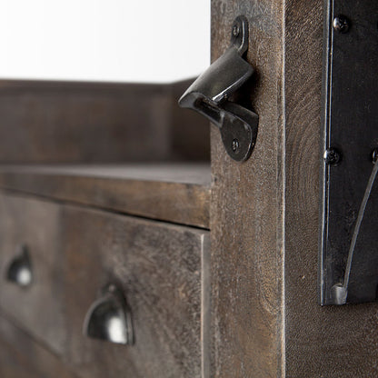 Mercana - Cheers Dark Brown Solid Wood Wine Bottle Storage Kitchen Island - 67553-AB view 7