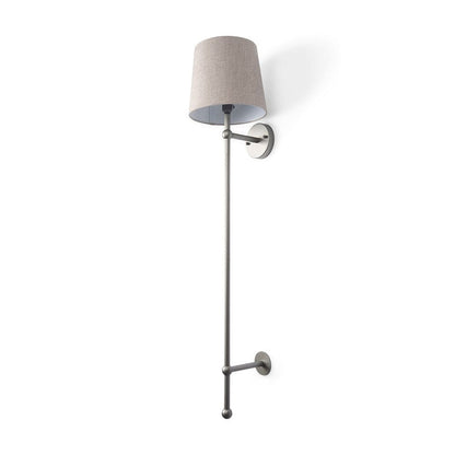 Mercana - Chester 10 x 47 Gray Metal and Beige Fabric Shade Wall Sconce - 68969 view 1
