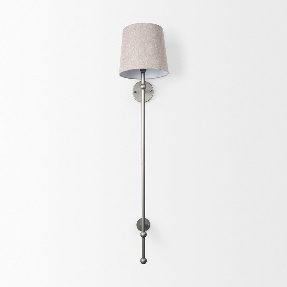 Mercana - Chester 10 x 47 Gray Metal and Beige Fabric Shade Wall Sconce - 68969 view 2