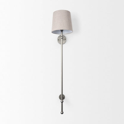 Mercana - Chester 10 x 47 Gray Metal and Beige Fabric Shade Wall Sconce - 68969 view 2
