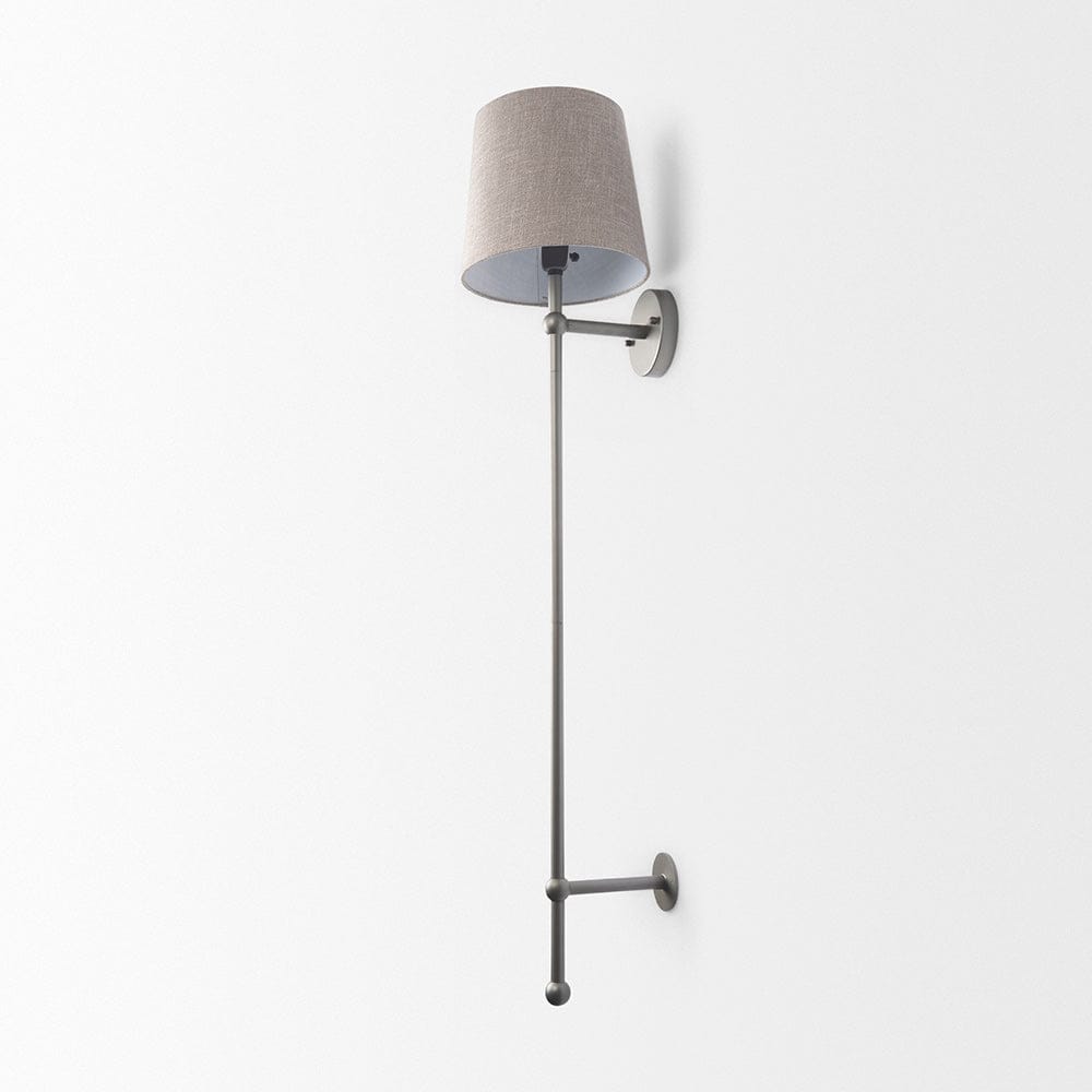 Mercana - Chester 10 x 47 Gray Metal and Beige Fabric Shade Wall Sconce - 68969 view 3