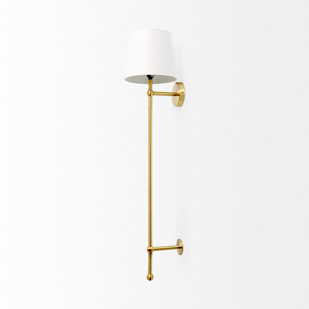 Mercana - Chester 10x47 Gold Metal and Cream Fabric Shade Wall Sconce - 68968_CLOSEOUT view 2