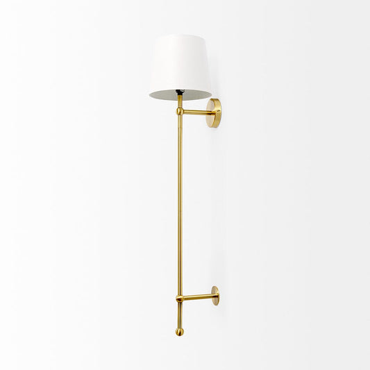 Mercana - Chester 10x47 Gold Metal and Cream Fabric Shade Wall Sconce - 68968_CLOSEOUT view 2