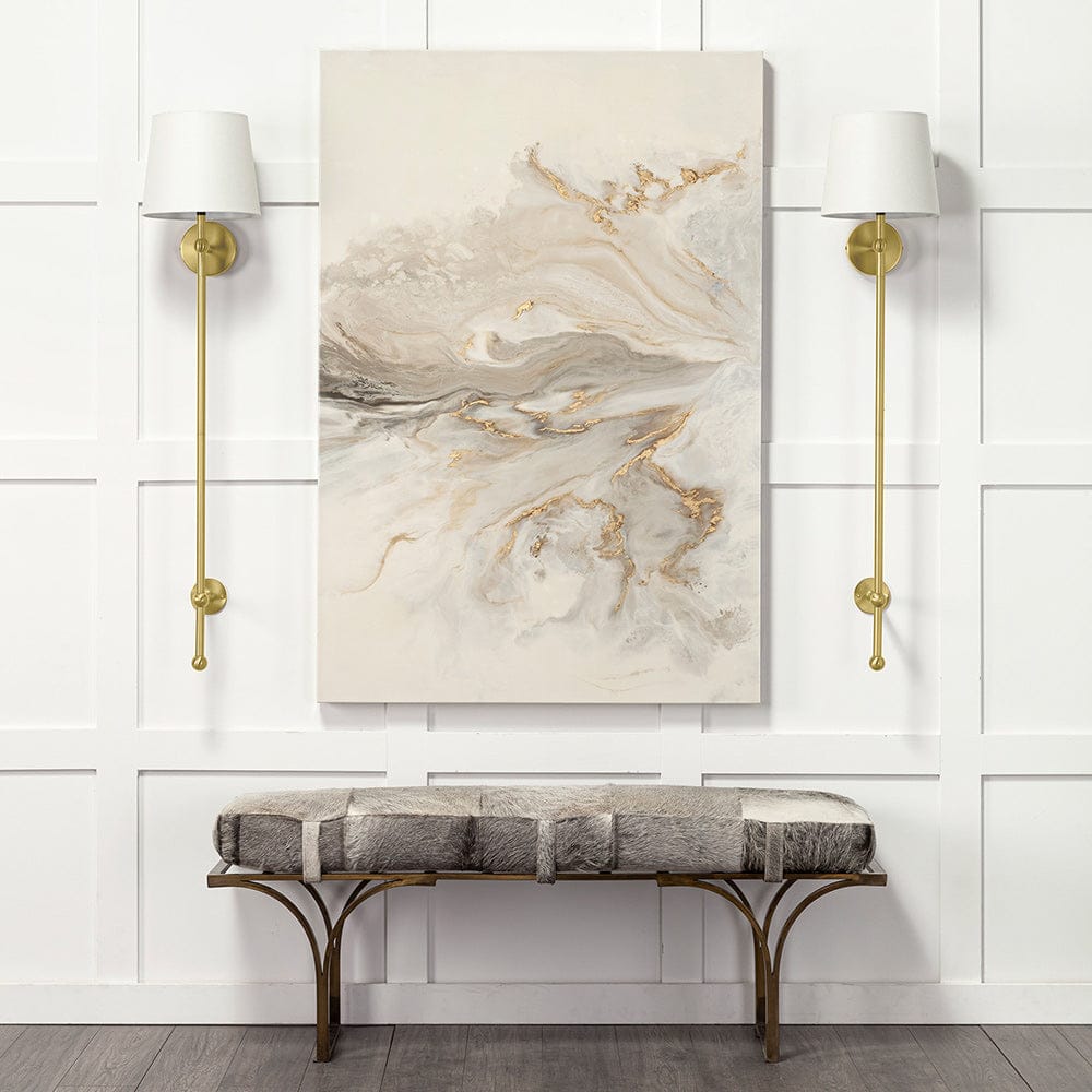 Mercana - Chester 10x47 Gold Metal and Cream Fabric Shade Wall Sconce - 68968_CLOSEOUT view 7