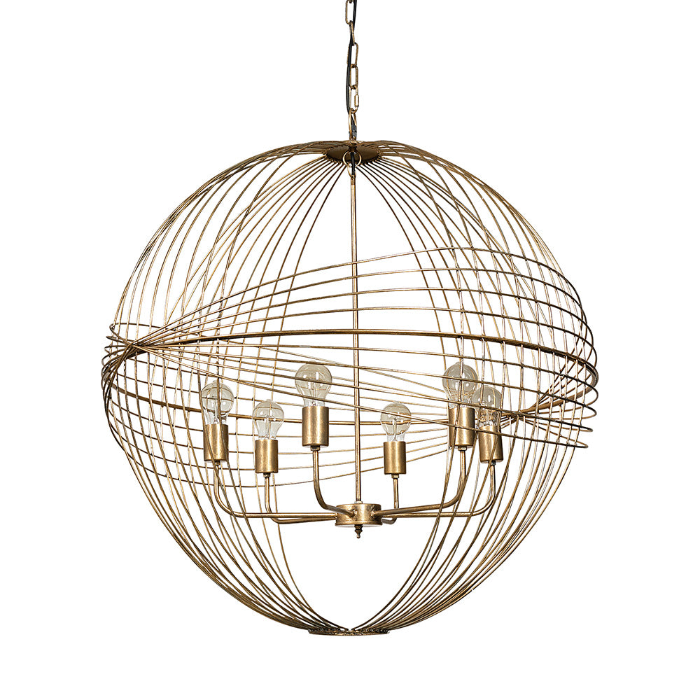 Mercana - Chiron II 36L x 36W x 38H Gold Metal Globe Six Bulb Chandelier - 68430 view 1