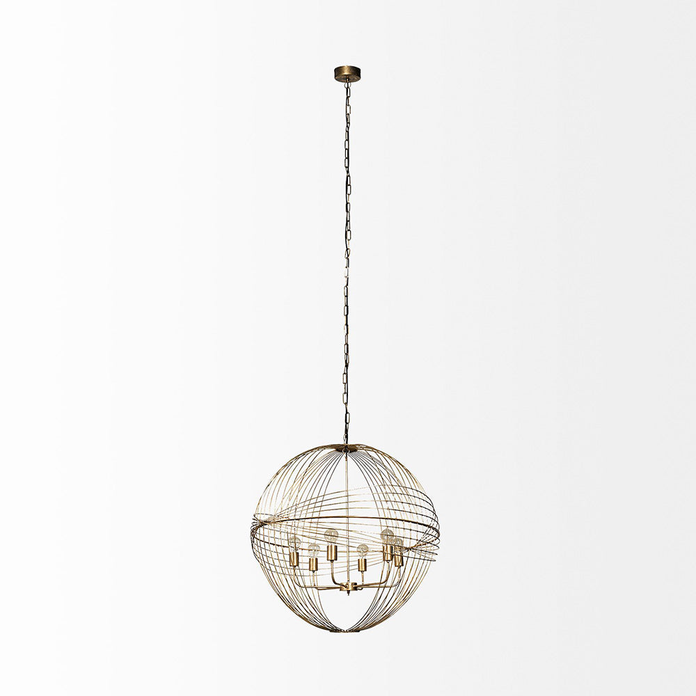 Mercana - Chiron II 36L x 36W x 38H Gold Metal Globe Six Bulb Chandelier - 68430 view 2