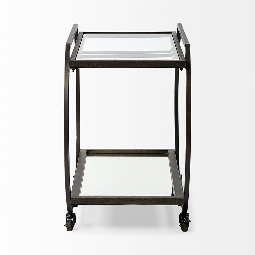 Mercana - Chriselle Black Metal And Glass Two Tier Bar Cart - 69086_CLOSEOUT view 5