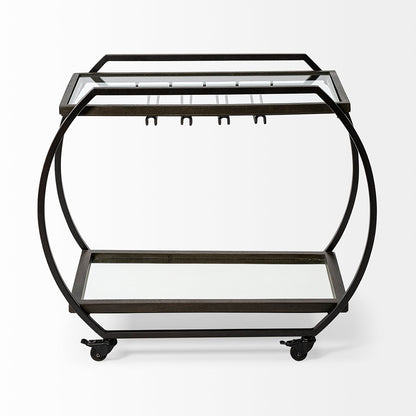 Mercana - Chriselle Black Metal And Glass Two Tier Bar Cart - 69086_CLOSEOUT view 6