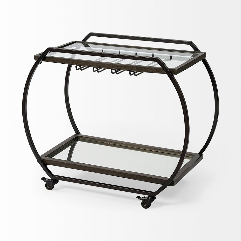 Mercana - Chriselle Black Metal And Glass Two Tier Bar Cart - 69086_CLOSEOUT view 7