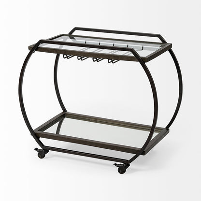 Mercana - Chriselle Black Metal And Glass Two Tier Bar Cart - 69086_CLOSEOUT view 7