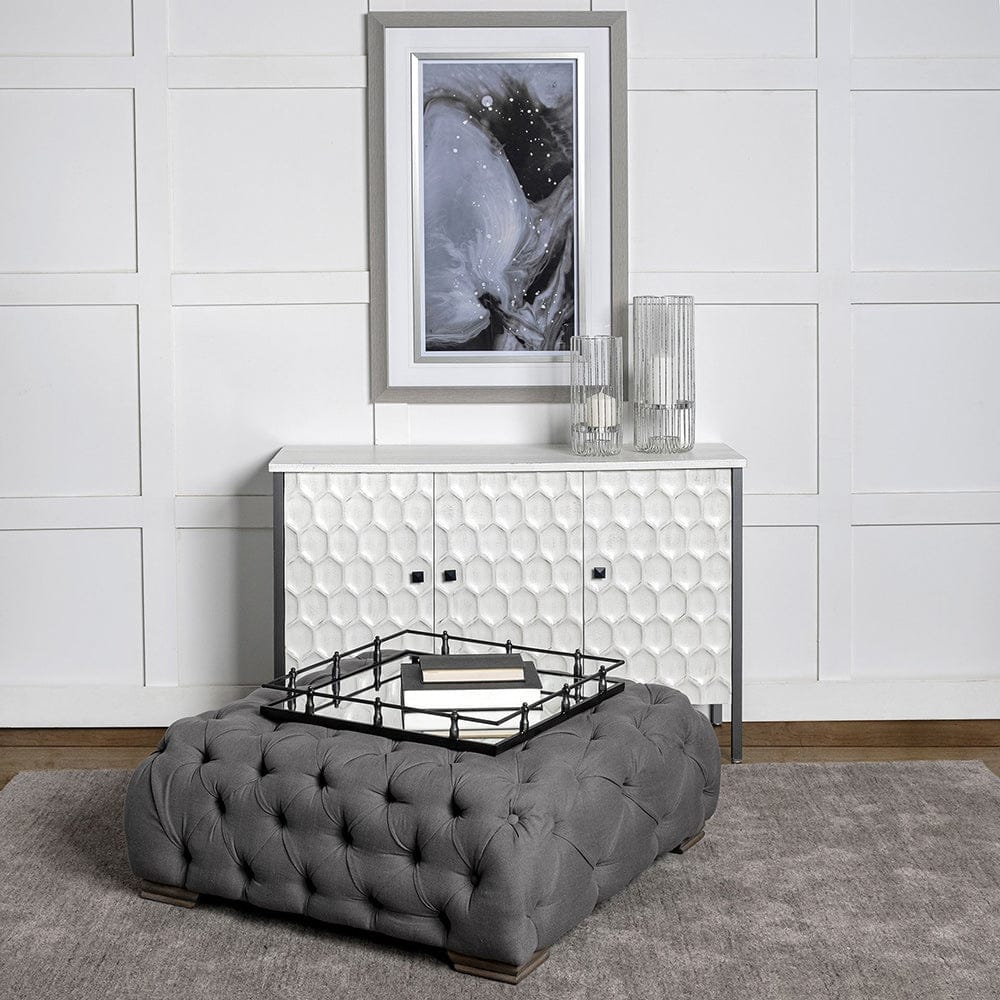 Mercana - Christa 22L x 22W Black Metal Mirrored Base Square Tray - 57238 view 3