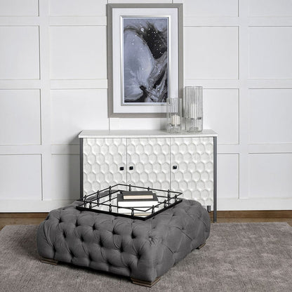 Mercana - Christa 22L x 22W Black Metal Mirrored Base Square Tray - 57238 view 3