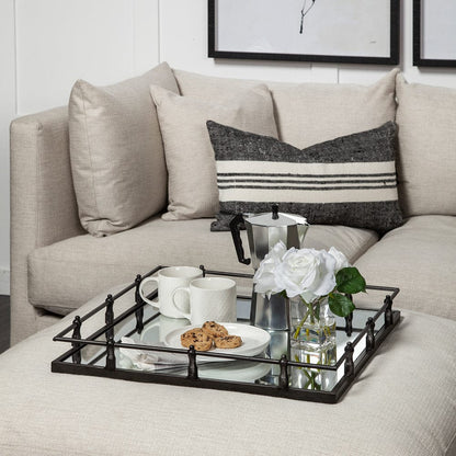 Mercana - Christa 22L x 22W Black Metal Mirrored Base Square Tray - 57238 view 4