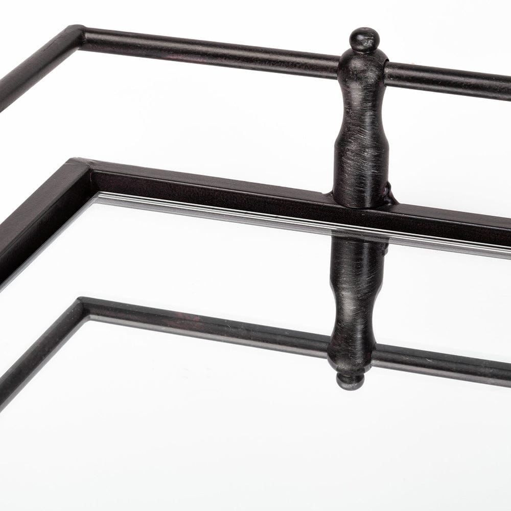Mercana - Christa 22L x 22W Black Metal Mirrored Base Square Tray - 57238 view 6