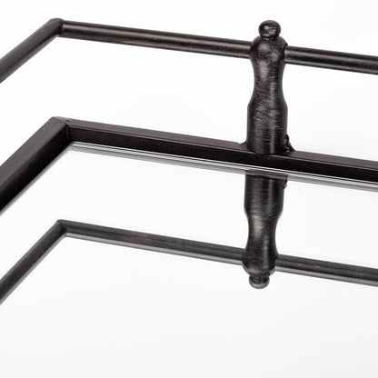 Mercana - Christa 22L x 22W Black Metal Mirrored Base Square Tray - 57238 view 6