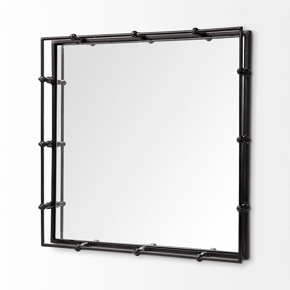 Mercana - Christa 22L x 22W Black Metal Mirrored Base Square Tray - 57238 view 7