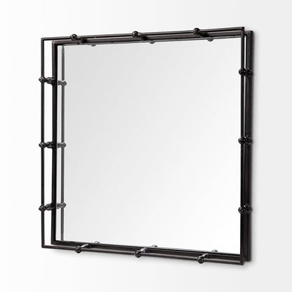 Mercana - Christa 22L x 22W Black Metal Mirrored Base Square Tray - 57238 view 7