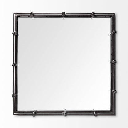 Mercana - Christa 22L x 22W Black Metal Mirrored Base Square Tray - 57238 view 8