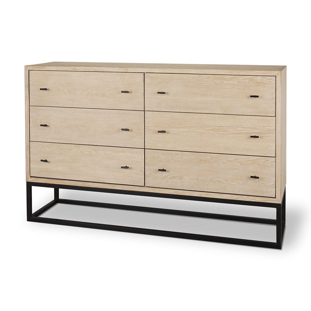 Mercana - Ciara 6 Drawer Beige Fir Veneer w/ Black Metal Sideboard - 70234 view 1