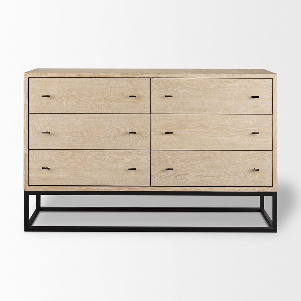 Mercana - Ciara 6 Drawer Beige Fir Veneer w/ Black Metal Sideboard - 70234 view 2
