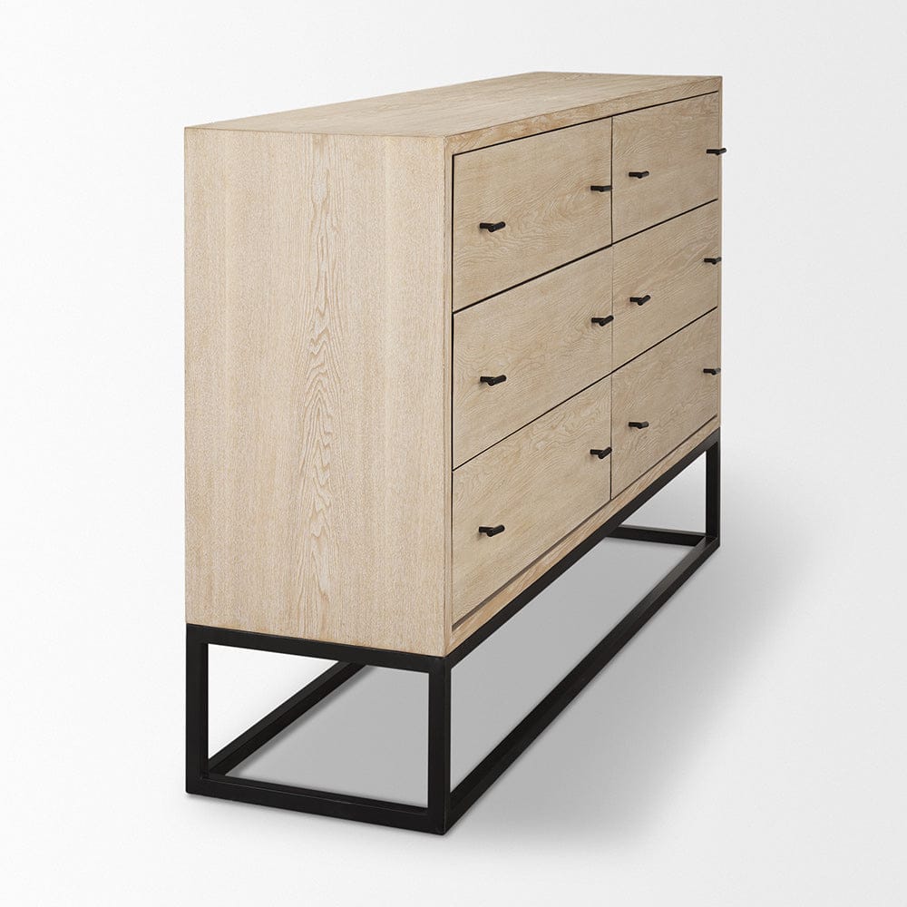 Mercana - Ciara 6 Drawer Beige Fir Veneer w/ Black Metal Sideboard - 70234 view 5