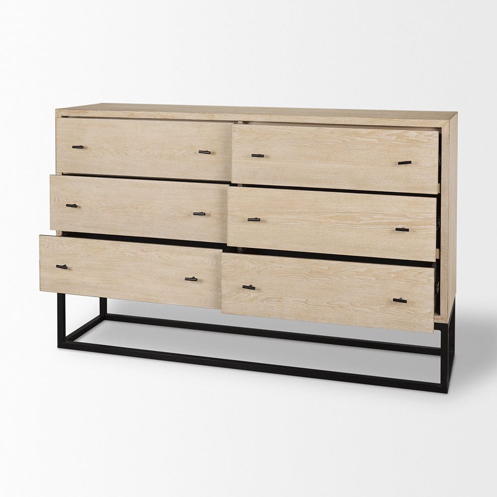 Mercana - Ciara 6 Drawer Beige Fir Veneer w/ Black Metal Sideboard - 70234 view 6