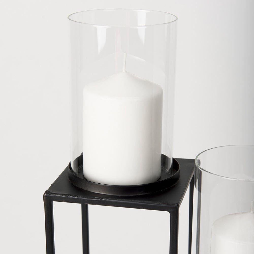Mercana - Cindy 4-Tier, Matte Black Metal w/ Hurricane Glass, Pillar Candle Floor Lantern - 70043 view 6