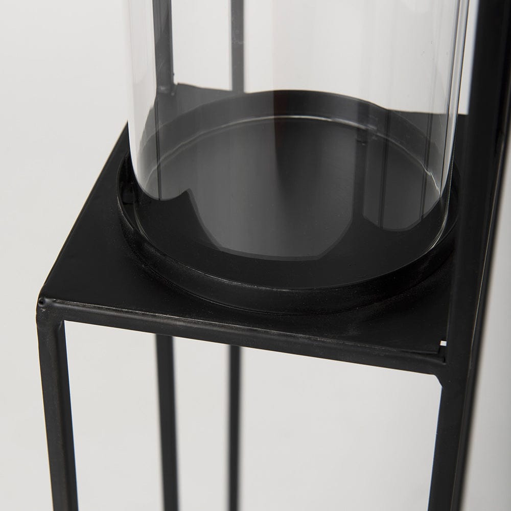 Mercana - Cindy 4-Tier, Matte Black Metal w/ Hurricane Glass, Pillar Candle Floor Lantern - 70043 view 7