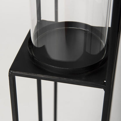 Mercana - Cindy 4-Tier, Matte Black Metal w/ Hurricane Glass, Pillar Candle Floor Lantern - 70043 view 7