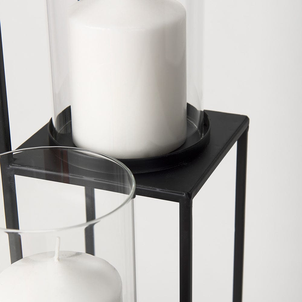 Mercana - Cindy 4-Tier, Matte Black Metal w/ Hurricane Glass, Pillar Candle Floor Lantern - 70043 view 9