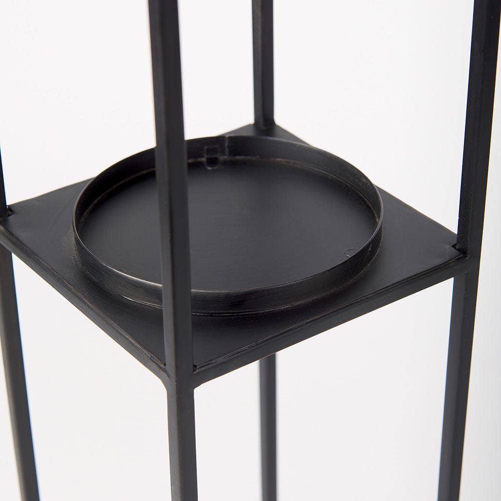 Mercana - Cindy Matte Black Metal and Hurricane Glass Pillar Tabletop Candle Holders (Set of 2) - 69849 view 7