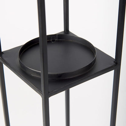 Mercana - Cindy Matte Black Metal and Hurricane Glass Pillar Tabletop Candle Holders (Set of 2) - 69849 view 7