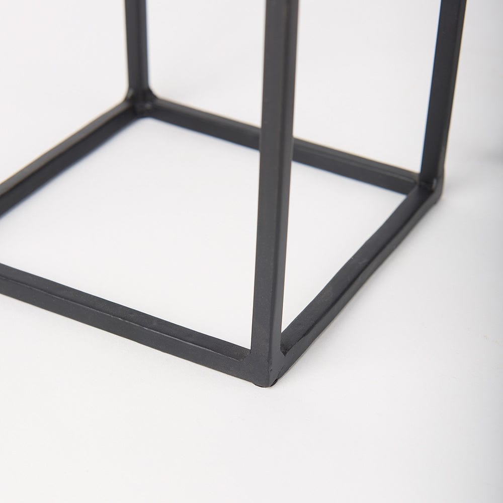 Mercana - Cindy Matte Black Metal and Hurricane Glass Pillar Tabletop Candle Holders (Set of 2) - 69849 view 8
