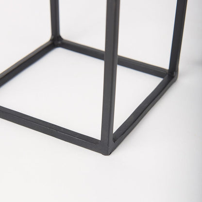 Mercana - Cindy Matte Black Metal and Hurricane Glass Pillar Tabletop Candle Holders (Set of 2) - 69849 view 8