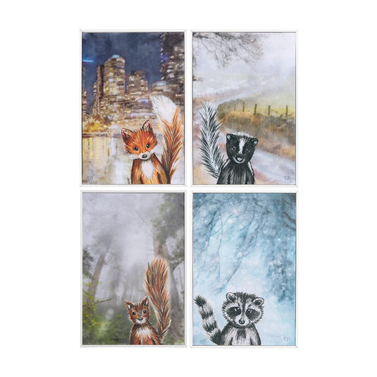 Mercana - City Fox by Mercana Studio a Hand Embelished Textured Framed Art Print - 14067 view 1