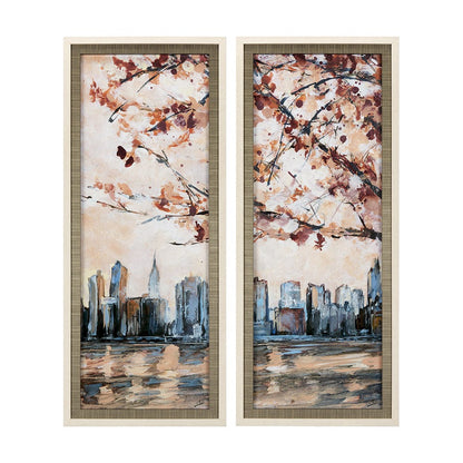 Mercana - City Sunset by Mercana Studio a Hand Embellished Textured Framed Art Print Matted under Glass - 14501 view 1