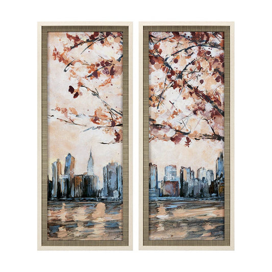 Mercana - City Sunset by Mercana Studio a Hand Embellished Textured Framed Art Print Matted under Glass - 14501 view 1